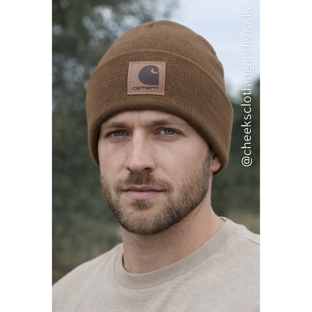 NWT Carhartt A18 Acrylic Watch Hat Beanie‎ Carhartt Brown Rib Knit Logo Patch